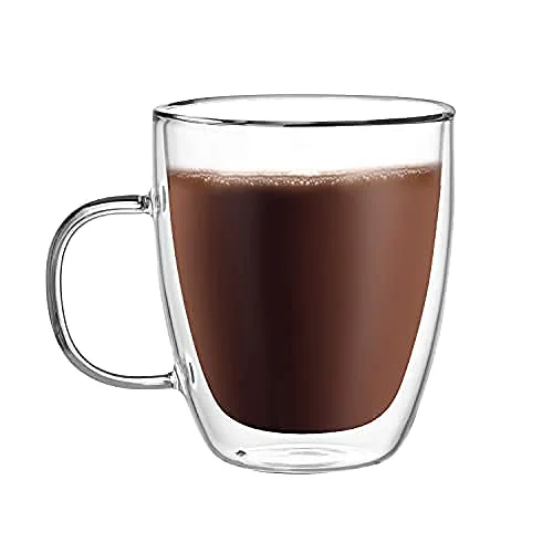 First-Class Large Double Wall Glass Coffee Mug 17 oz Versatile