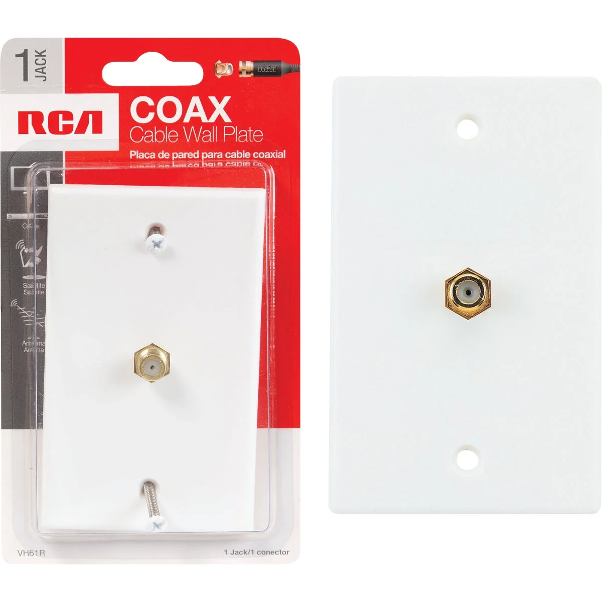 Artisan RCA White Single F-Connector Coaxial Wall Plate Sophisticated