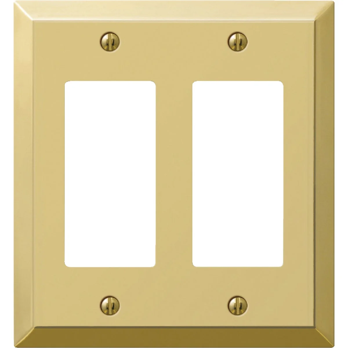 Natural Amerelle 2-Gang Stamped Steel Rocker Decorator Wall Plate Polished Brass Functional