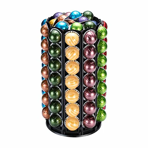 Carefully Designed Vertuo Pod Carousel Holder 100 Pods Capacity Black Sturdy Metal 100 Count Smart
