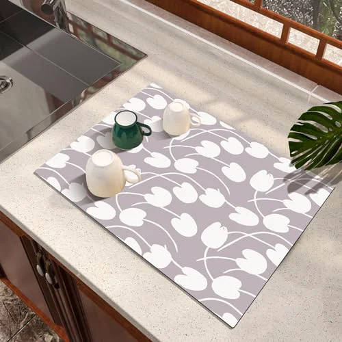 Detailed Dish Drying Mat Absorbent Diatomite Tulip Coffee Mat Smooth