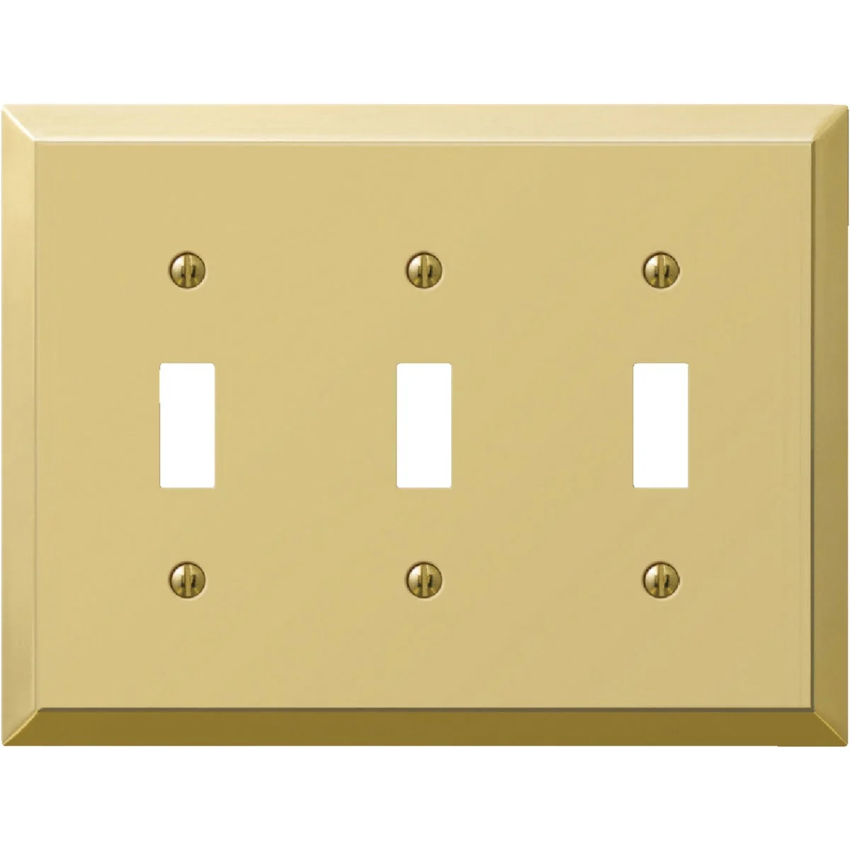 Proven Amerelle 3-Gang Stamped Steel Toggle Switch Wall Plate Polished Brass Breathable