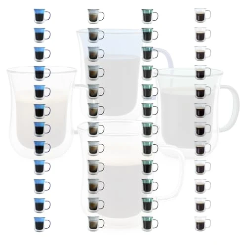 Premium Double Walled Glass Coffee Mugs With Handle 48 Count Dependable