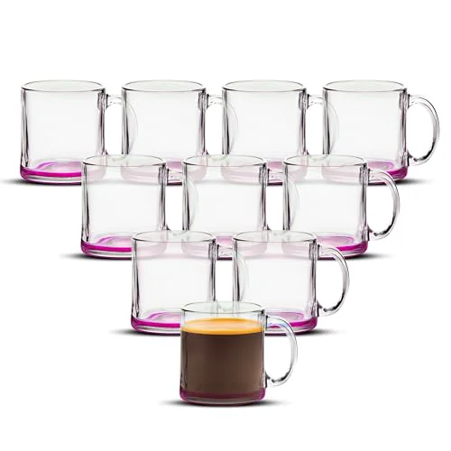 Natural Clear Glass Coffee Mugs 13 oz. Set of 10 10 Count Trusted