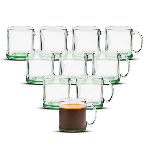 Sophisticated Clear Glass Coffee Mugs 13 oz. Set of 10 10 Count Comfortable