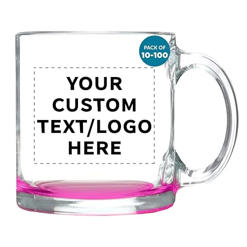 Exceptional Custom Clear Glass Coffee Mugs 13 oz. Set of 10 100 Count Specialty