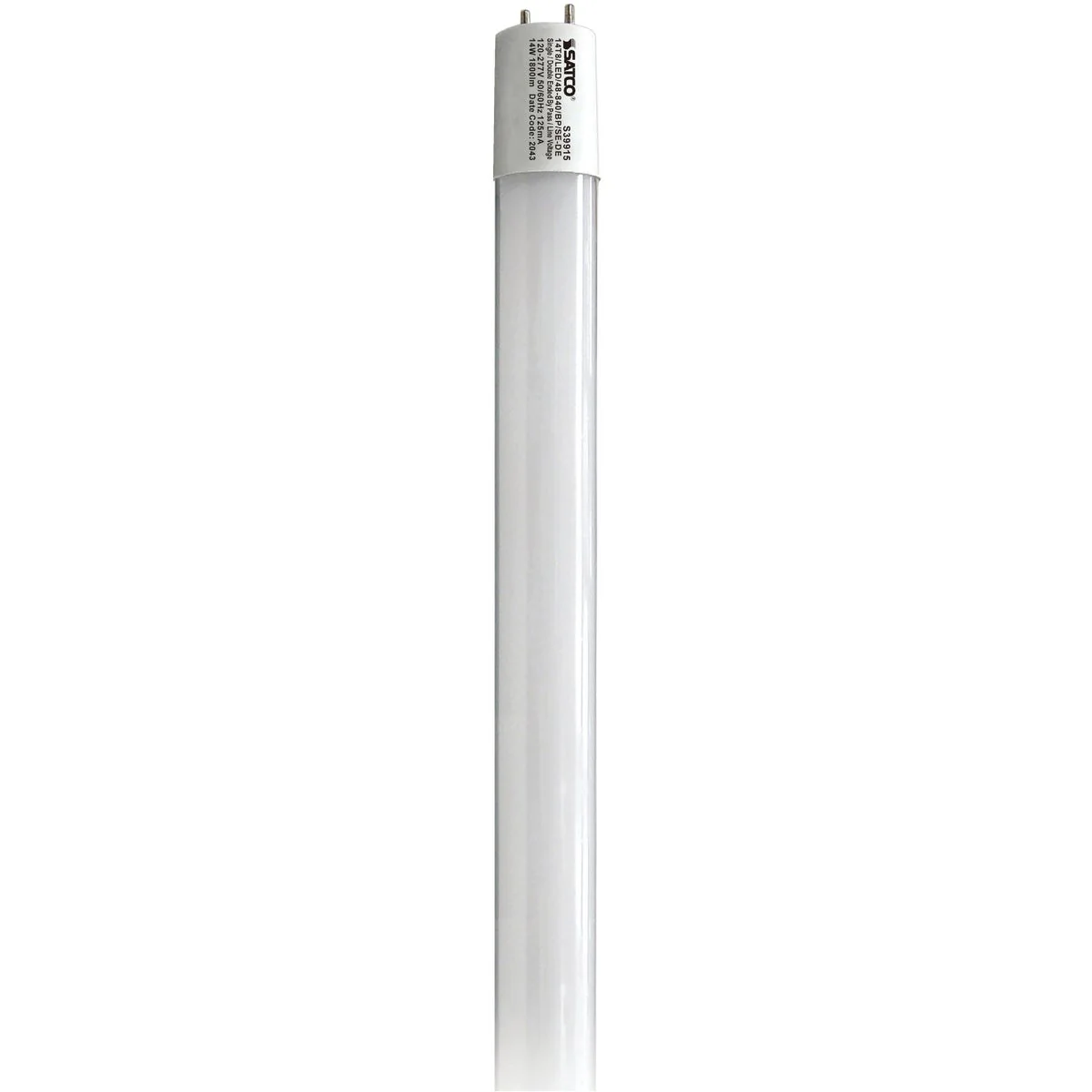 Modern Satco 32W Equivalent 48 In. Cool White T8 Medium Bi-Pin Ballast Bypass DLC Listed LED Tube Light Bulb Recyclable