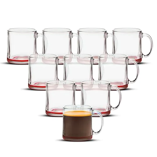 User-Friendly Clear Glass Coffee Mugs 13 oz. Set of 10 10 Count Responsible