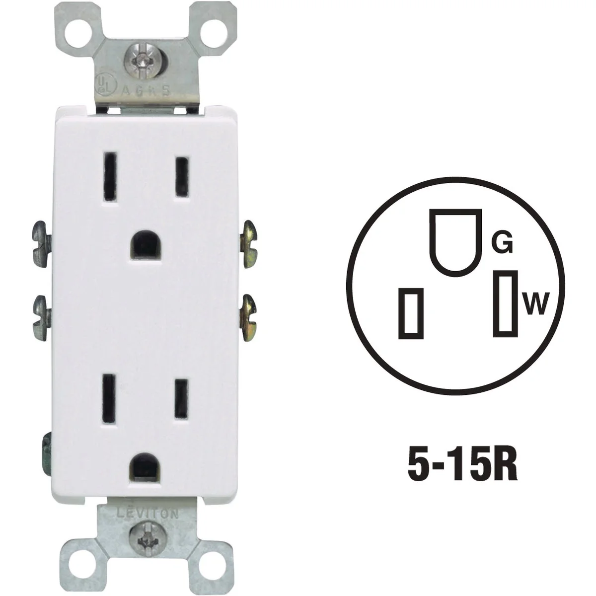 Authentic Leviton Decora 15A White Residential Grade 5-15R Duplex Outlet High-End