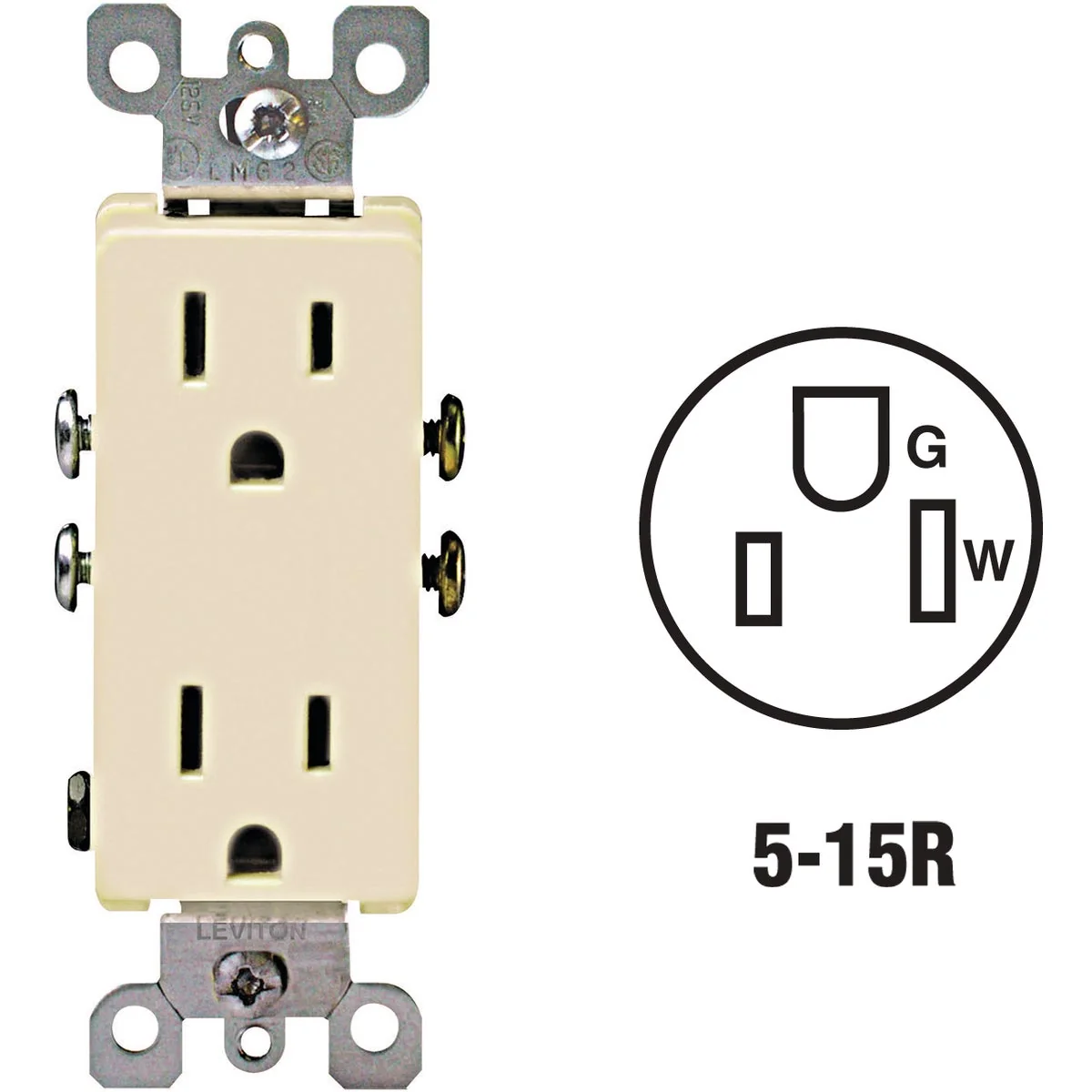 Top-Quality Leviton Decora 15A Ivory Residential Grade 5-15R Duplex Outlet Safe