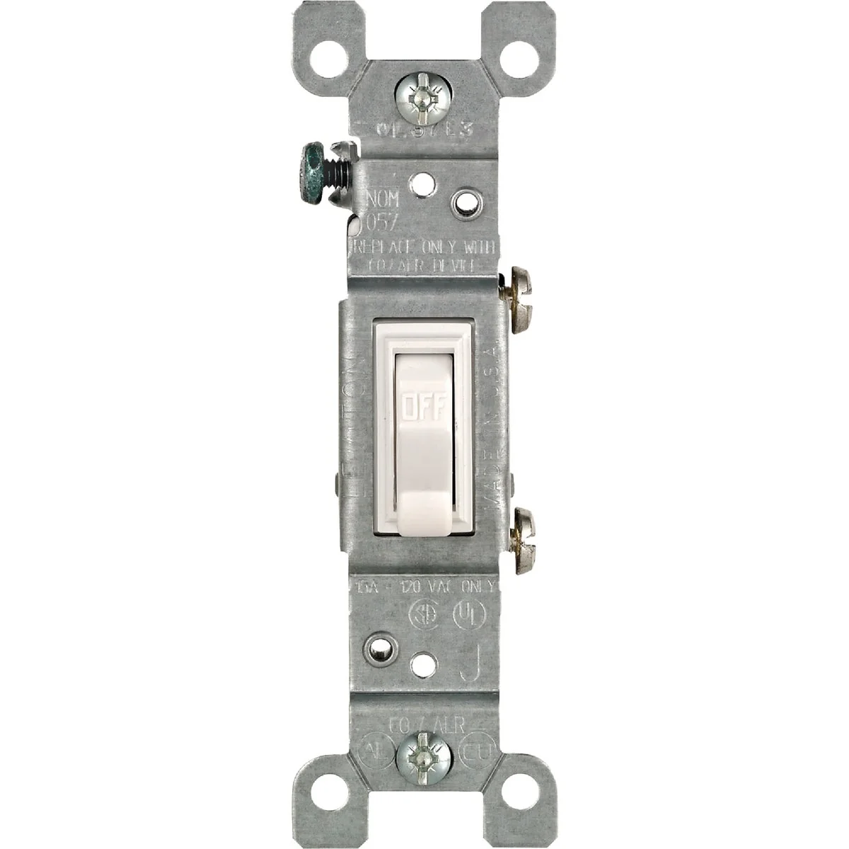 Eco-Friendly Leviton Residential Grade 15 Amp Toggle Single Pole Switch White Clean