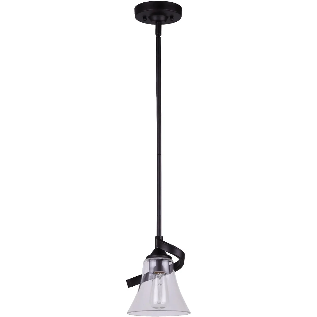 Versatile Home Impressions 1-Bulb Oil Rubbed Bronze Incandescent Rod Pendant Light Fixture Clear Glass Pure