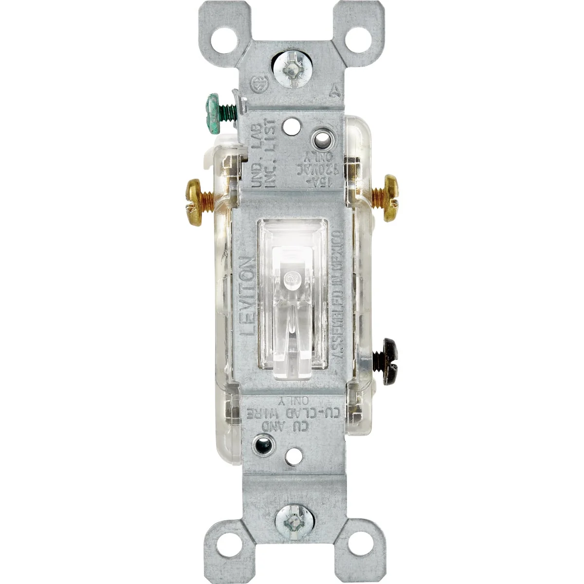 Expertly Made Leviton Illuminated Toggle Clear 15A 3-Way Switch Artisan