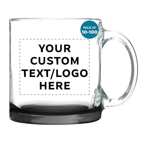 Lightweight Custom Clear Glass Coffee Mugs 13 oz. Set of 10 100 Count Trusted