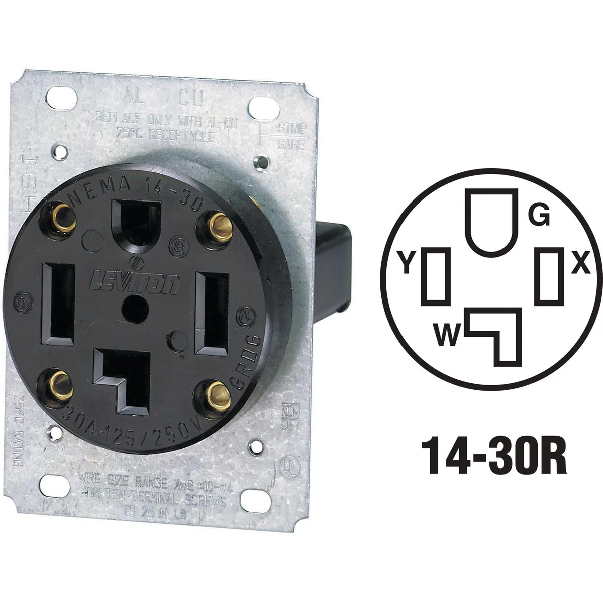 Reusable Leviton 30A Flush Mount Black 14-30R 4-Wire Dryer Power Outlet Trusted