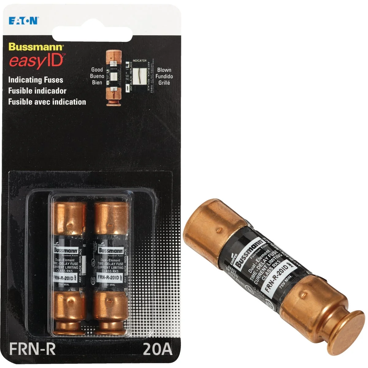 Original Design Bussmann 20A FRN-R Cartridge Heavy-Duty Time Delay Cartridge Fuse 2-Pack Eco-Friendly