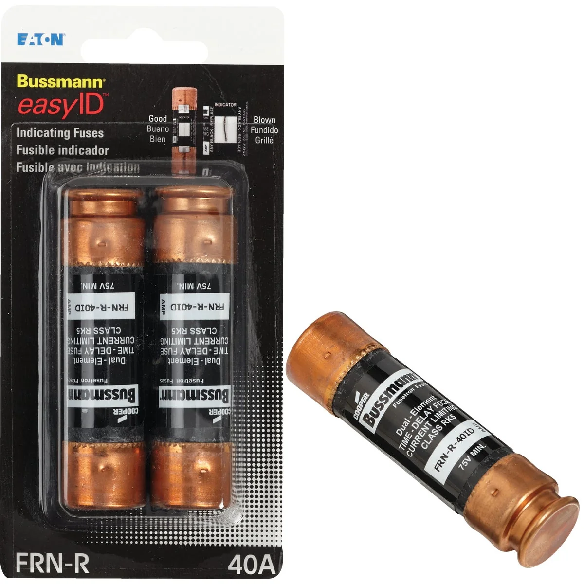 Trendy Bussmann 40A FRN-R Cartridge Heavy-Duty Time Delay Cartridge Fuse 2-Pack Long-Lasting