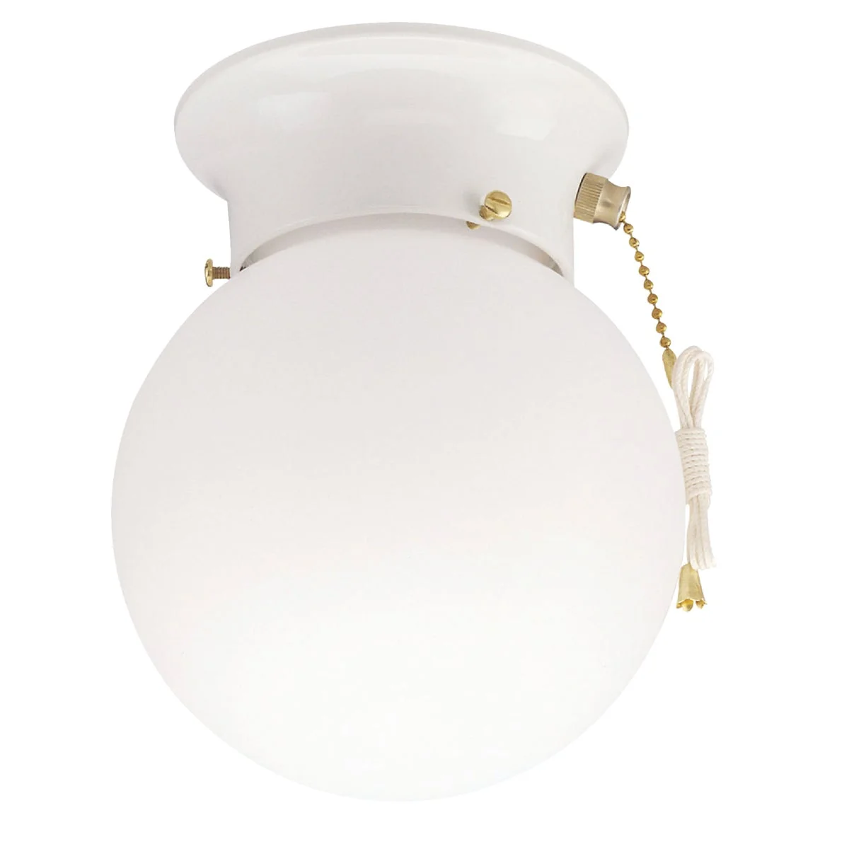 Functional Home Impressions 6 In. White Incandescent Flush Mount Ceiling Light Fixture with Pull Chain Sophisticated