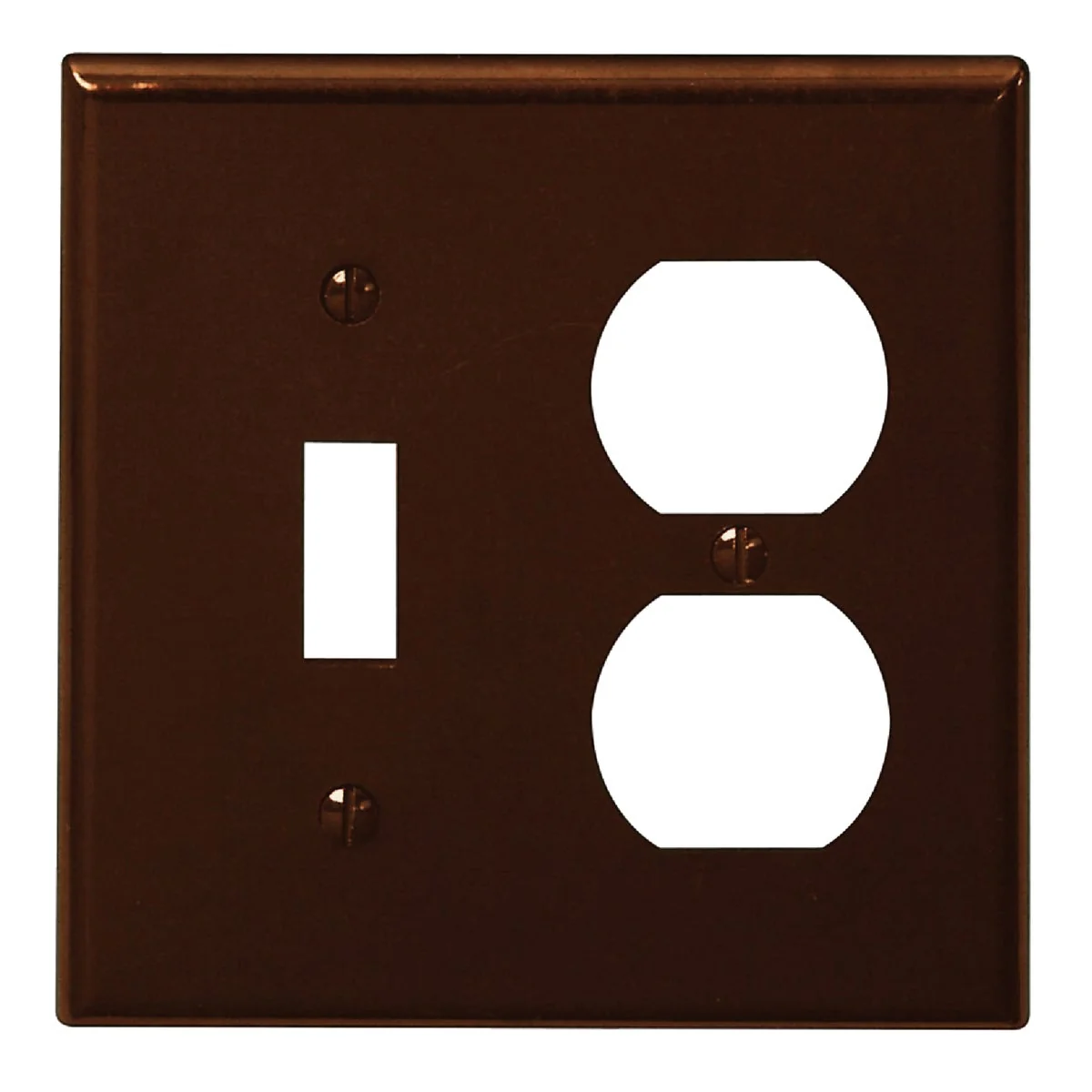 Trendy Leviton 2-Gang Plastic Single Toggle Duplex Outlet Wall Plate Brown Minimalist