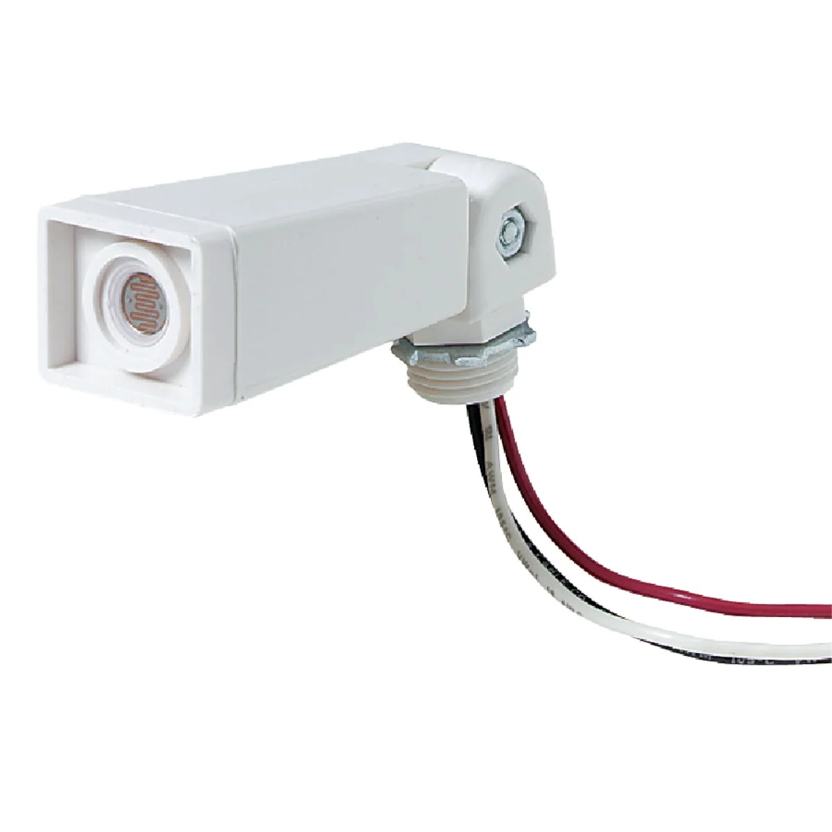 Authentic Do it Hard Wire White Floodlight Photocell Lamp Control Contemporary