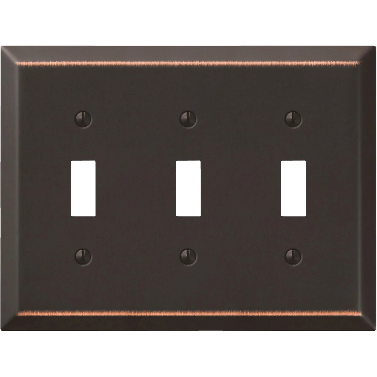 Unique Amerelle 3-Gang Stamped Steel Toggle Switch Wall Plate Aged Bronze Responsible