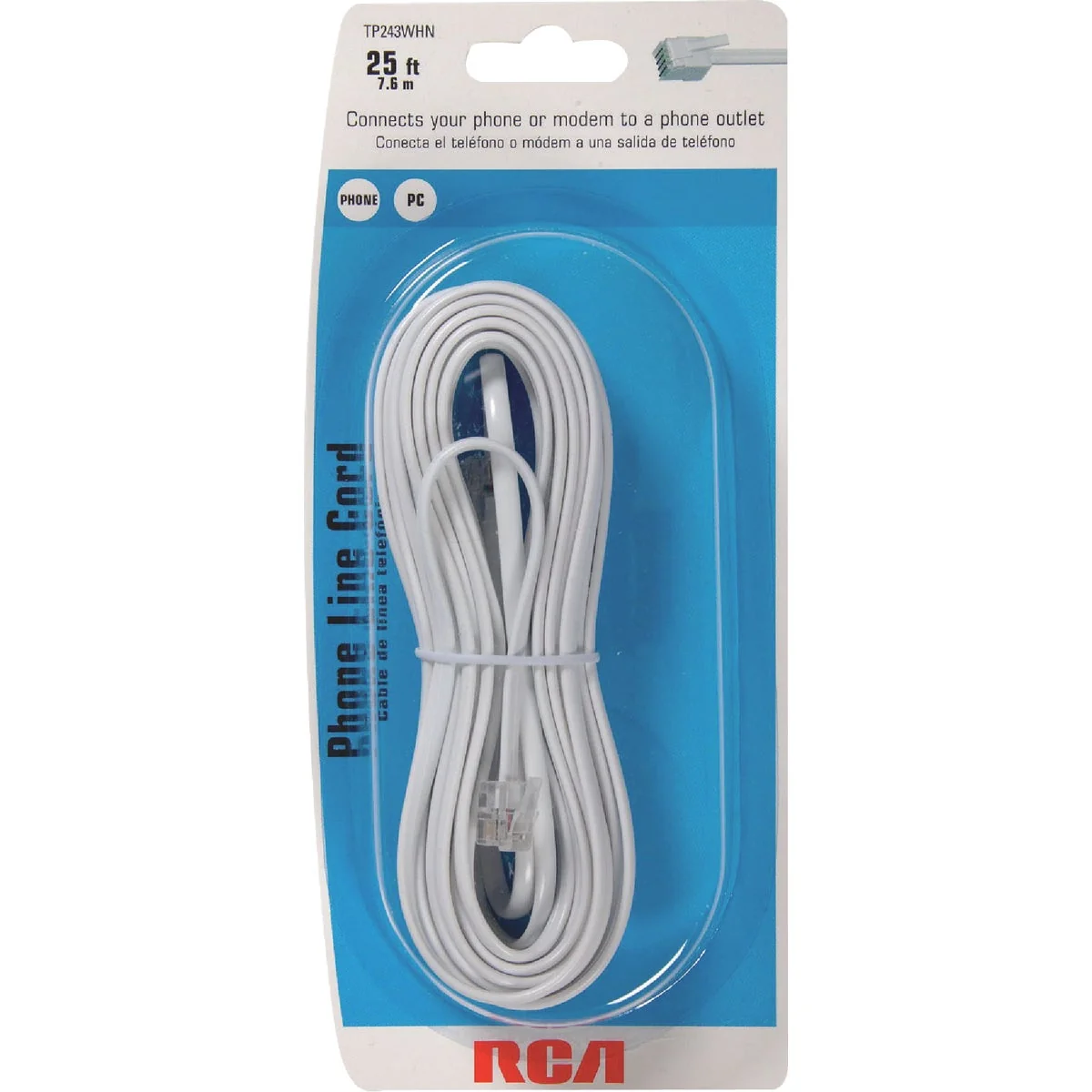 Fashionable RCA 25 Ft. White Phone Cord Traditional