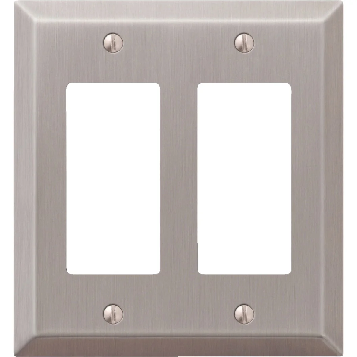 Fashionable Amerelle 2-Gang Stamped Steel Rocker Decorator Wall Plate Brushed Nickel Reusable