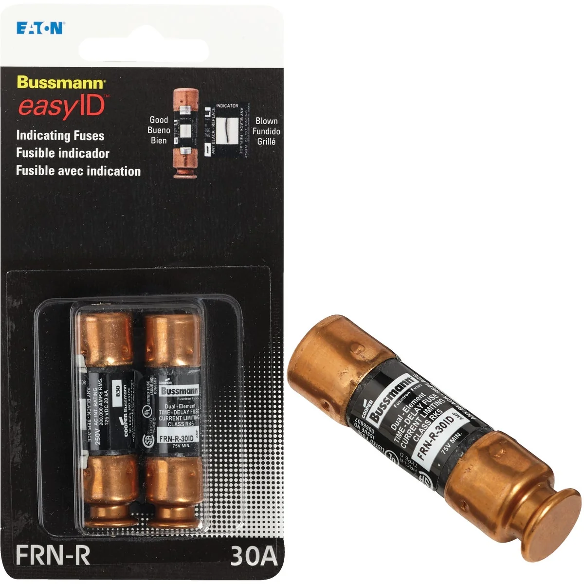 Innovative Bussmann 30A FRN-R Cartridge Heavy-Duty Time Delay Cartridge Fuse 2-Pack Carefully Designed