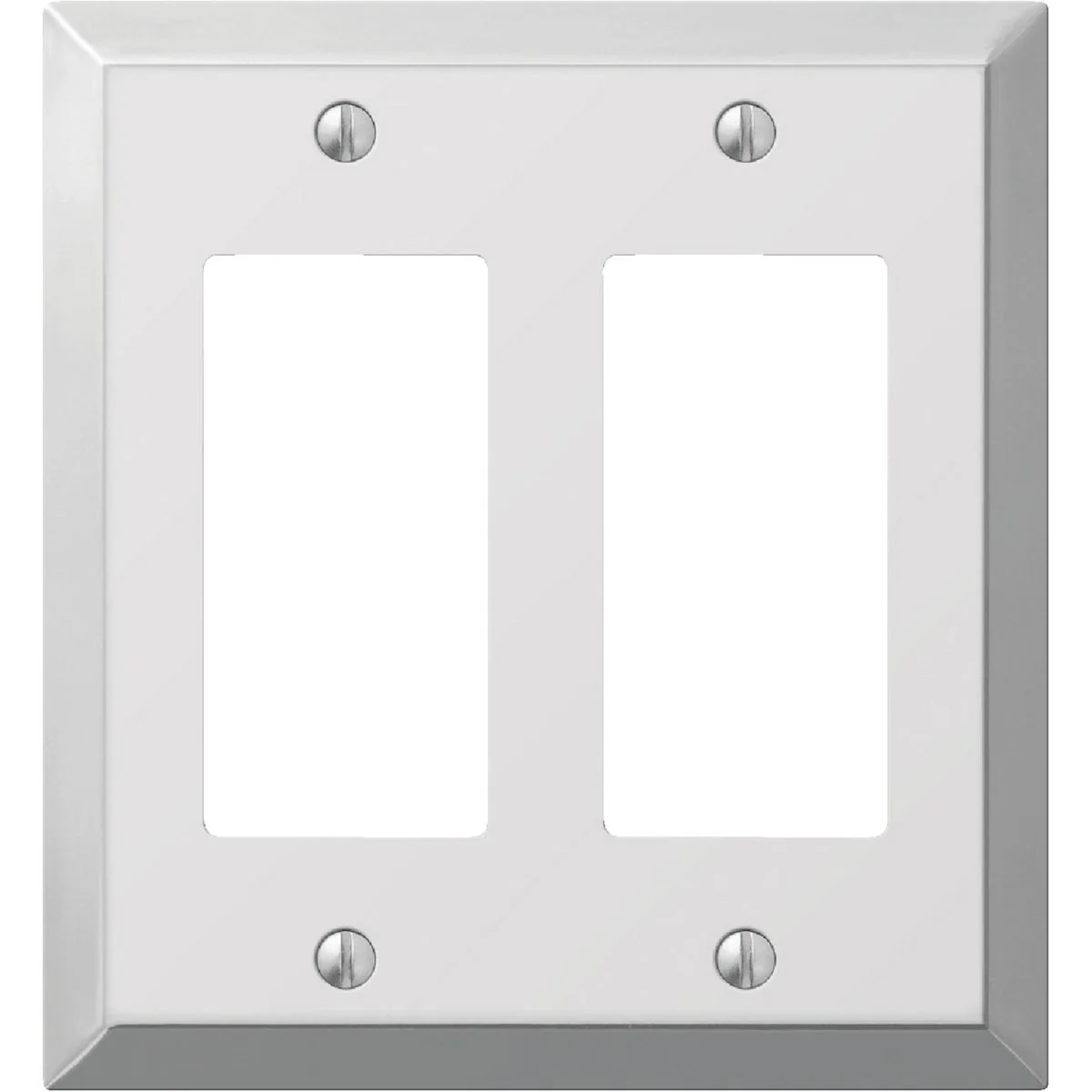 Quality Amerelle 2-Gang Stamped Steel Rocker Decorator Wall Plate Polished Chrome Trendy