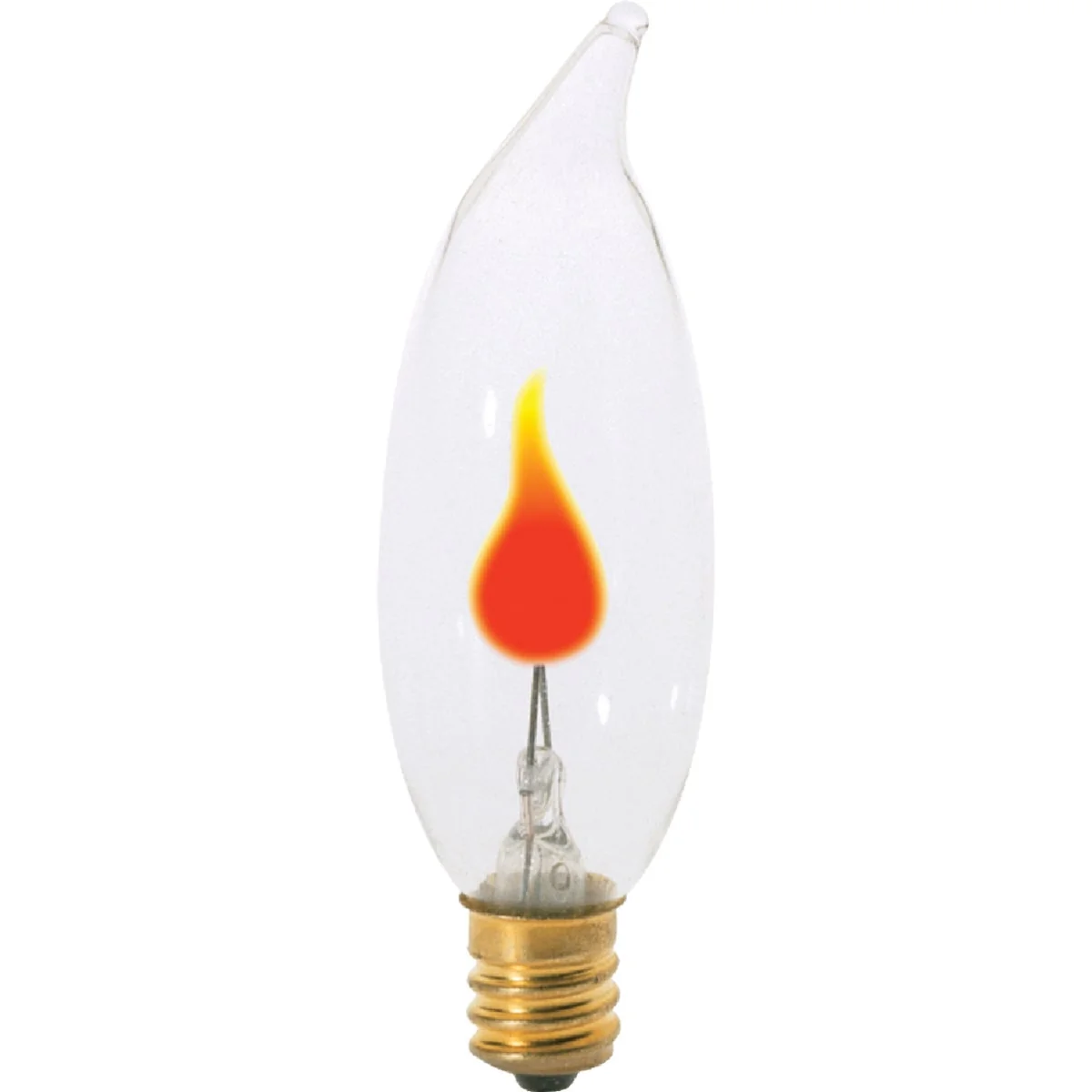 Premium Satco 3W Clear Candelabra Base CA8 Incandescent Bent Tip Flicker Flame Light Bulb Reliable