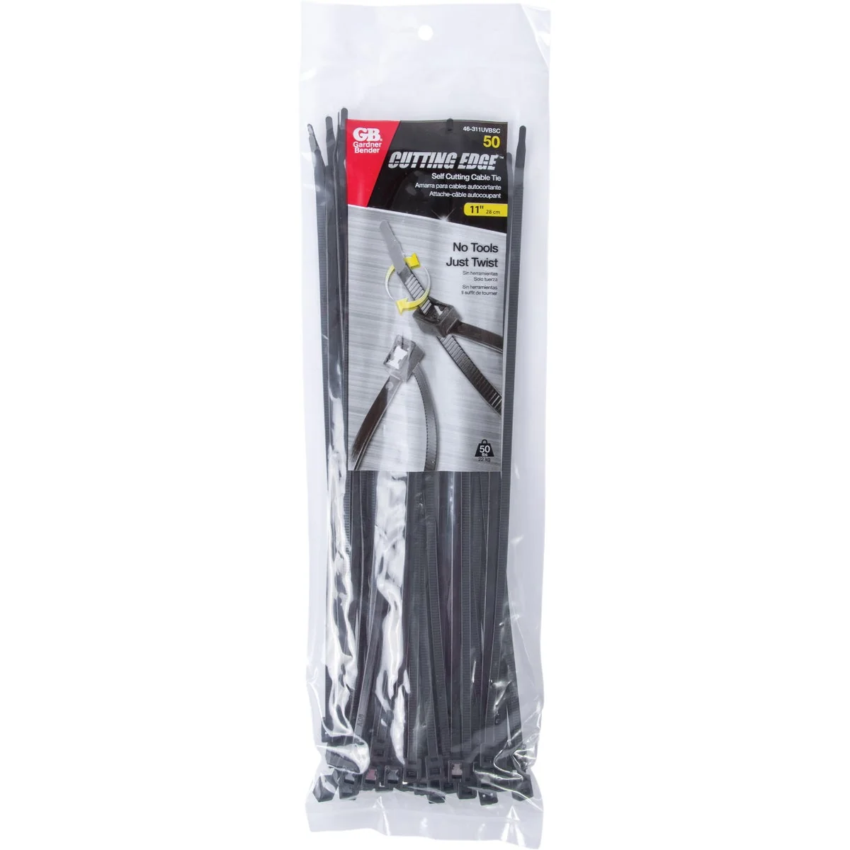 Trusted Gardner Bender Cutting Edge 11 In. x 0.169 In. Black Nylon Self-Cutting Cable Tie 50-Pack Expertly Made