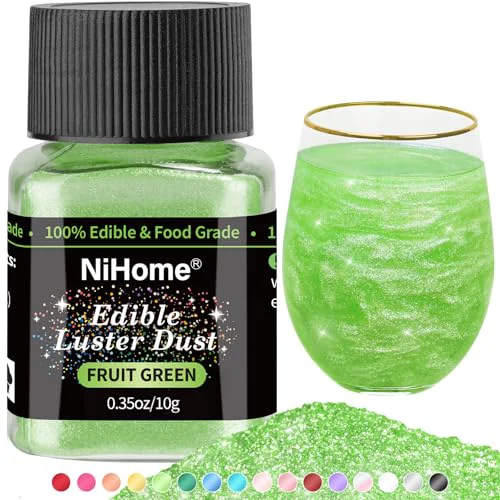 Recyclable Edible Food Grade Glitter Powder Glimmer Luster Dust Metallic Fancy Food Decorating Sprinkle Glimmery Dust for Drink Wine Beverage Cake Bakery Vegan Allergen Trendy