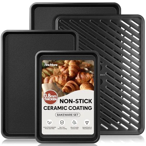 Authentic Nonstick Baking Sheet Set with Cooling Rack Expertly Made