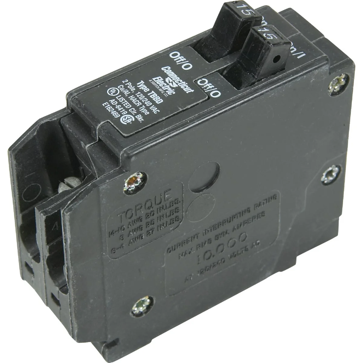 First-Class Connecticut Electric 15A 15A Twin Single-Pole Standard Trip Interchangeable Packaged Circuit Breaker Relaxed