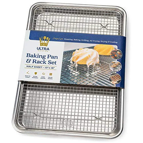 Authentic Aluminum Baking Sheet with Cooling Rack Set Smooth