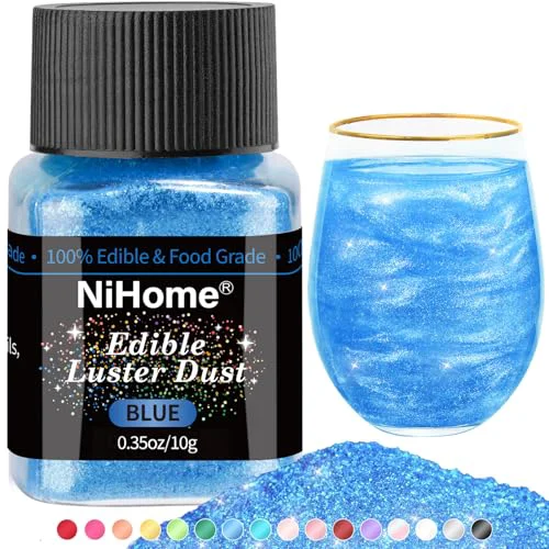 Comfortable Edible Food Grade Glitter Powder Glimmer Luster Dust Metallic Fancy Food Decorating Sprinkle Glimmery Dust for Drink Wine Beverage Cake Bakery Vegan Allergen Consistent