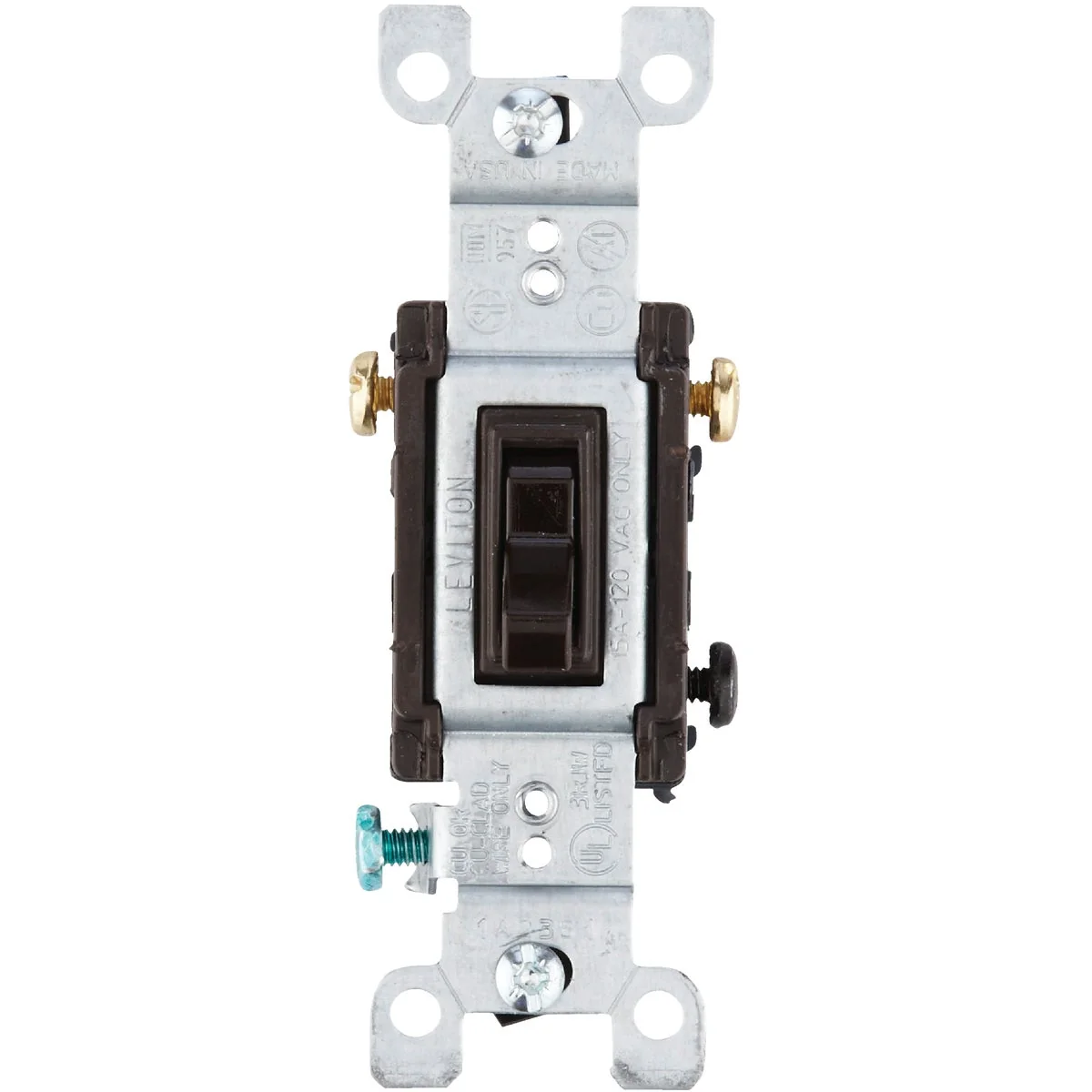 Expertly Made Leviton Quiet Grounded Toggle Brown 15A 3-Way Switch Fine