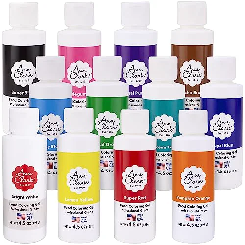 Verified Ann Clark Food Coloring Gel Large 4.5 oz Bottles 12 Color Set Made in USA 54 Fl Oz High-Quality