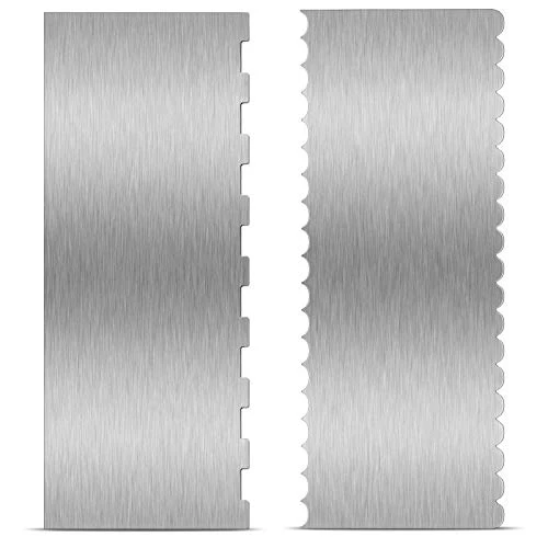 Green 2 Pcs 9 in Double Sided Comb Stainless Steel Cake Scraper Smoother 2 Count Top-Quality