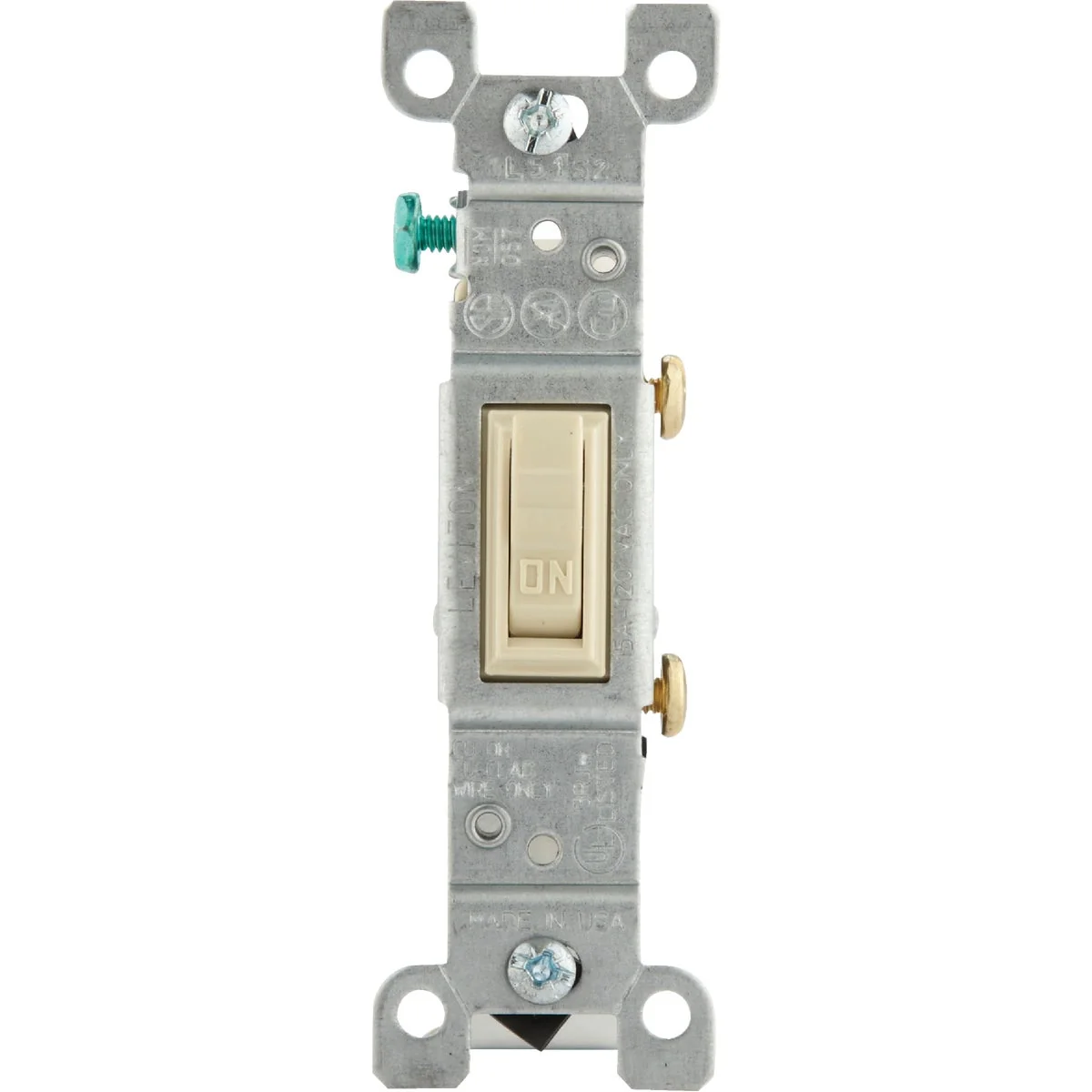 Natural Leviton Residential Grade 15 Amp Toggle Single Pole Grounded Switch Ivory High-Quality