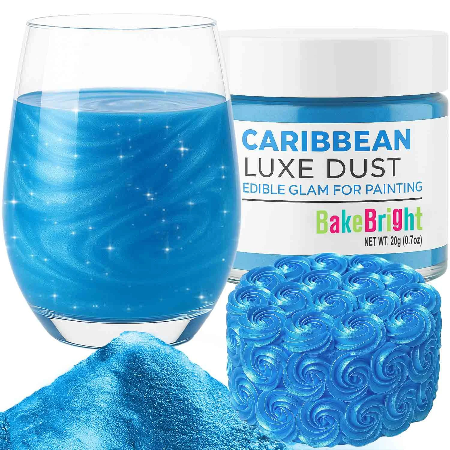 Sustainable Bulk 20g Light Blue Luster Dust Edible Glitter for Cocktails Premium Edible Light Blue Luster Dust for Cake Decorations - Edible Glitter for Drinks Cupcakes Cookies Cakes Food Paint Excellent