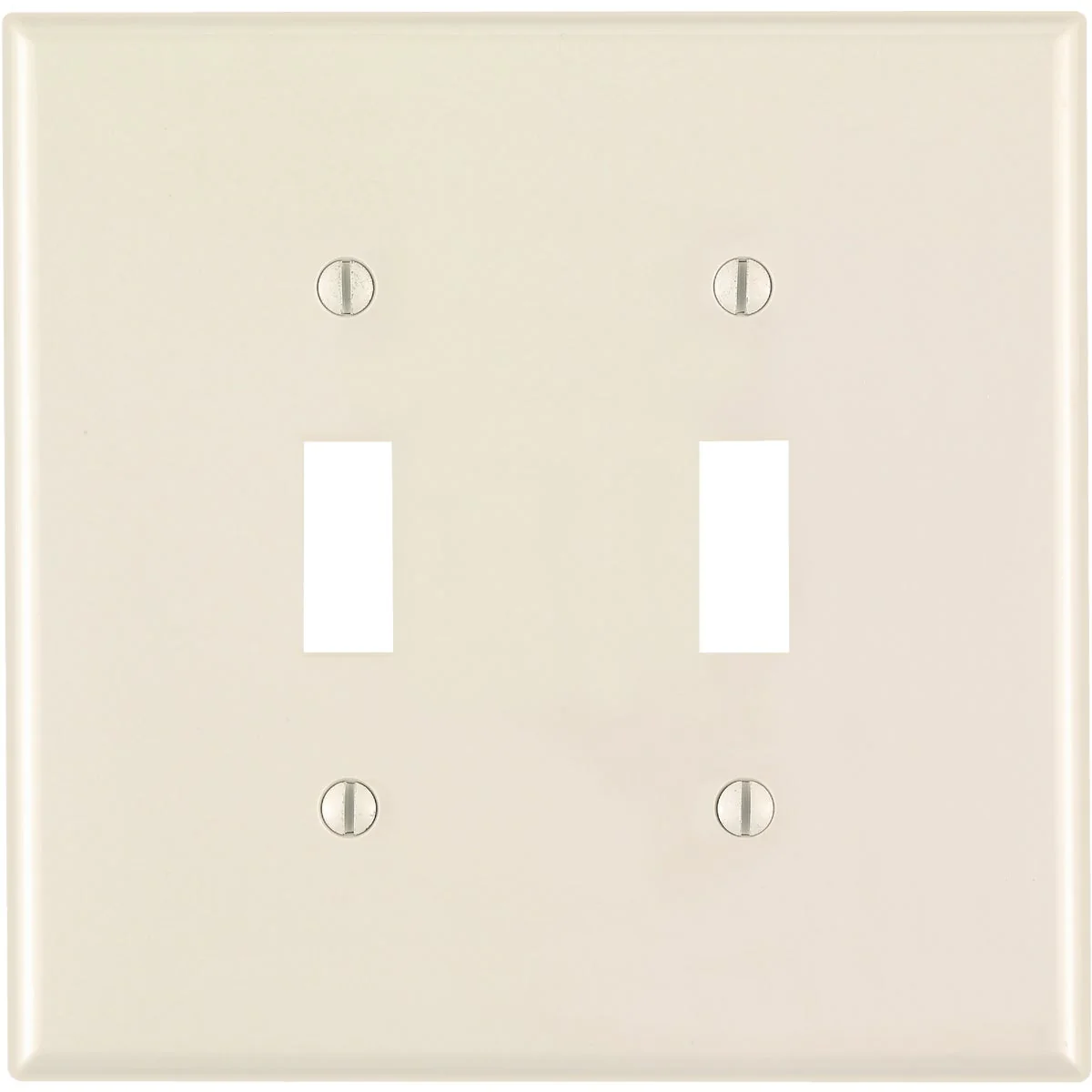 Clean Leviton 2-Gang Thermoplastic Nylon Mid-Way Toggle Switch Wall Plate Light Almond Versatile