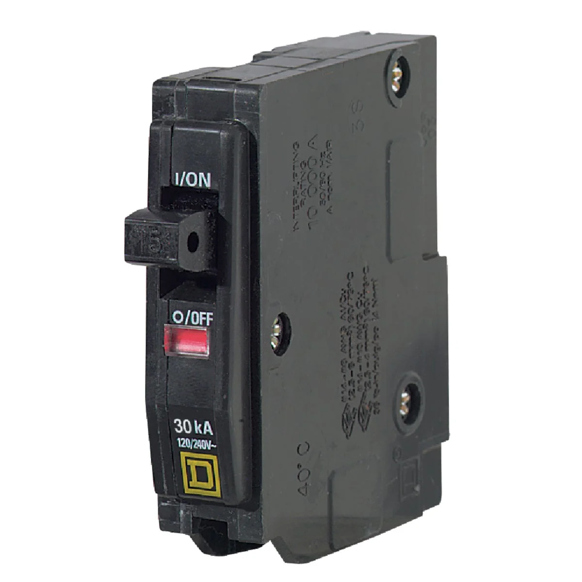 Functional Square D QO 30A Single-Pole Standard Trip Circuit Breaker Smooth