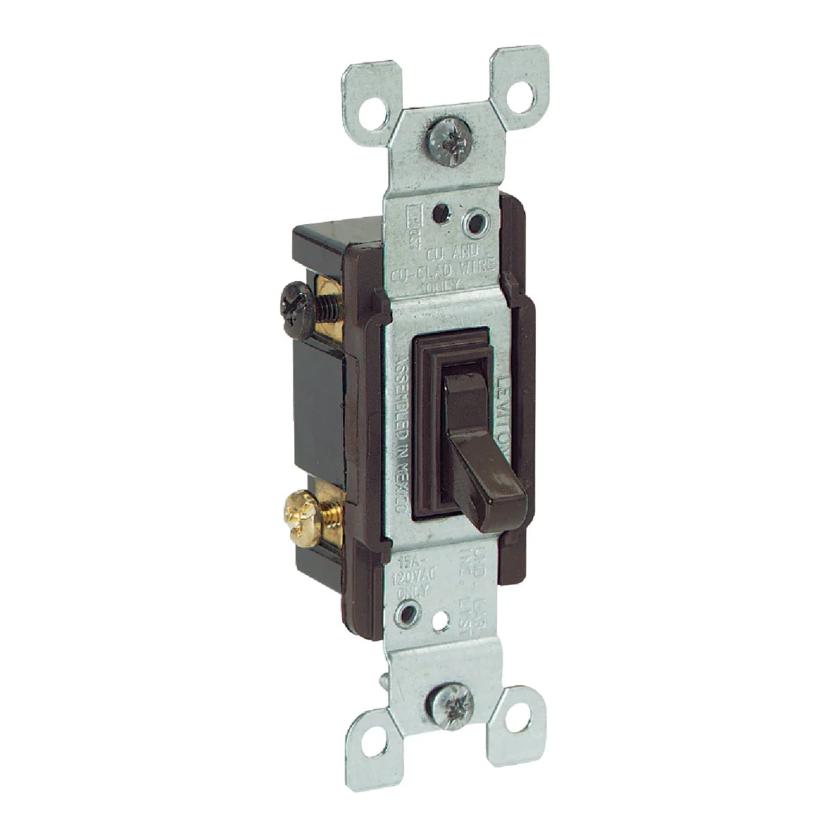 Consistent Leviton Non-Grounded Toggle Brown 15A 3-Way Switch Durable