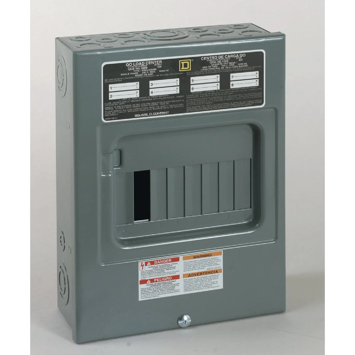 First-Class Square D QO 100A 8-Space 16-Circuit Indoor Main Lug Load Center Secure