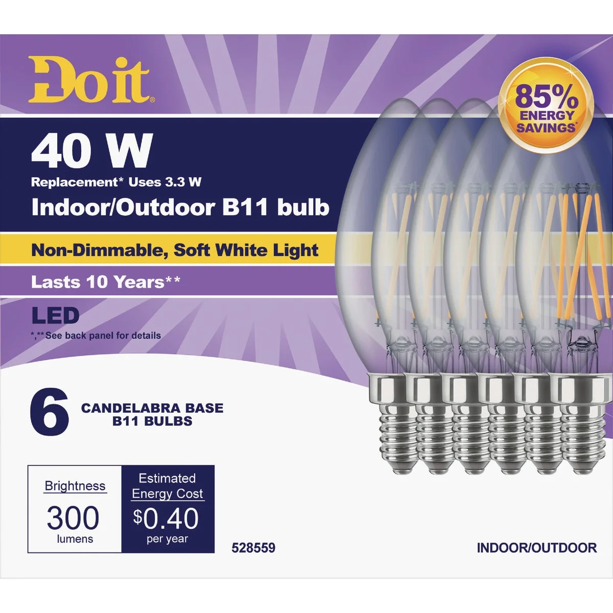 Exceptional Do it 40W Equivalent Soft White B11 Candelabra LED Decorative Light Bulb 6-Pack Contemporary
