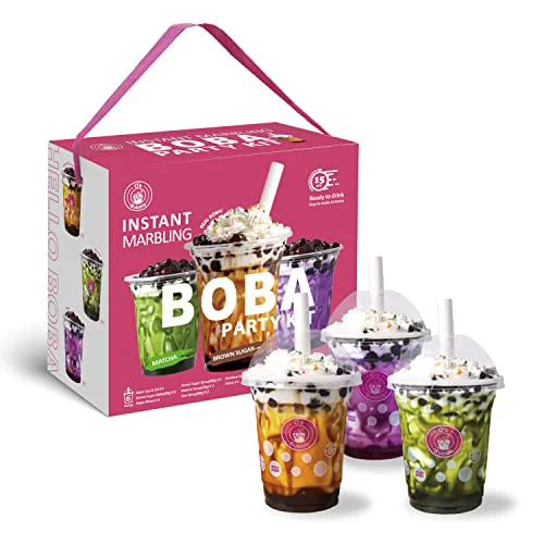 Reusable All-in-One Boba Tea Kit for Kids Party Variety Pack Upgrade 6 Count Quality