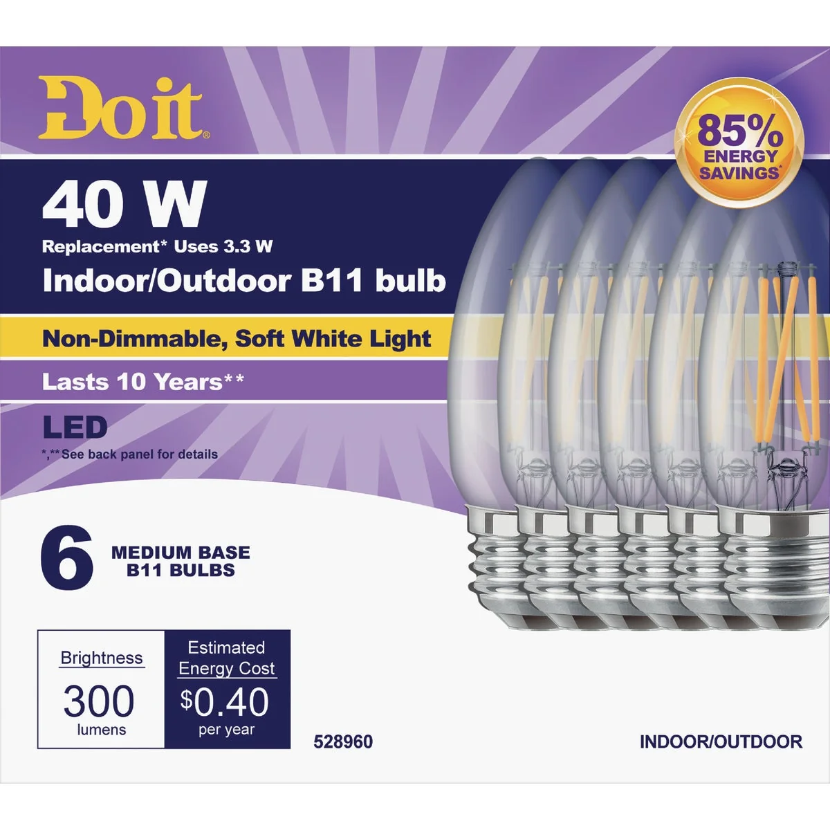 Fine Crafted Do it 40W Equivalent Soft White B11Medium LED Decorative Light Bulb 6-Pack Elegant