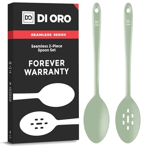 Natural DI ORO Silicone Cooking Spoons 2 Count Consistent