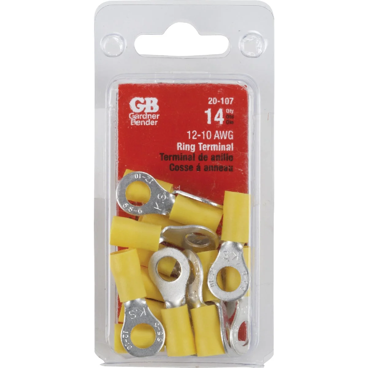 Excellent Gardner Bender 12 to 10 AWG 12 to 1 4 In. Stud Size Yellow Vinyl-Insulated Barrel Ring Terminal 14-Pack Optimized